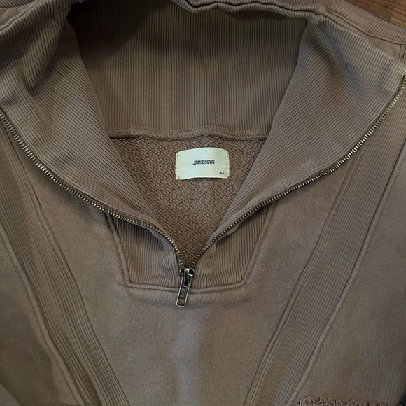 JOAH BROWN HALF ZIP CROP SWEATshirt PEPPERCORN medium large - Picture 9 of 10